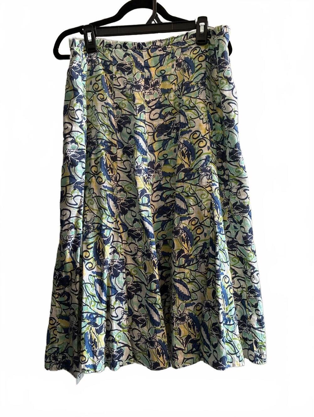 JM Collection Women's Size 14 Linen Floral A-Line Skirt